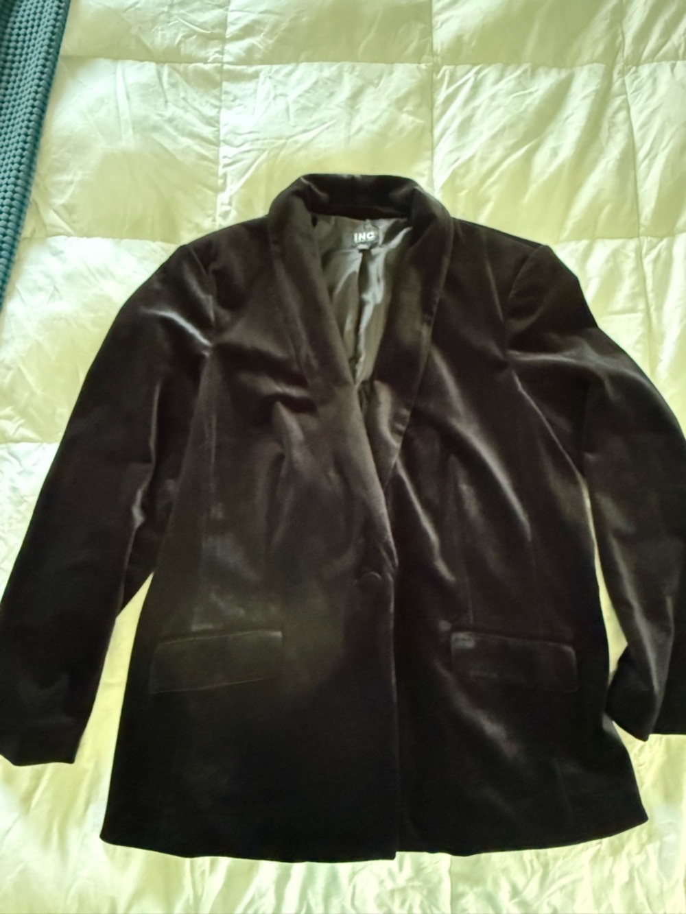 INC International Concepts Black Velvet Blazer Jacket